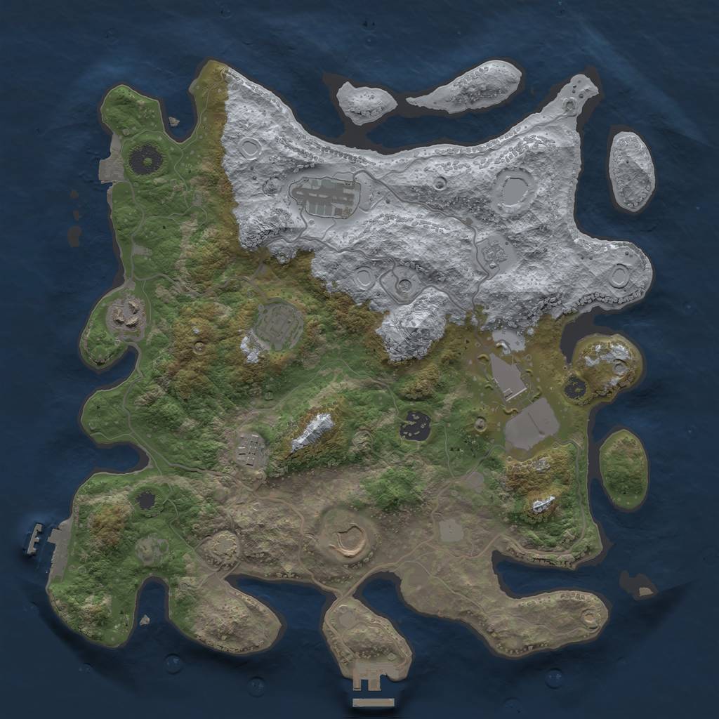 Rust Map: Procedural Map, Size: 3500, Seed: 1352224638, 15 Monuments