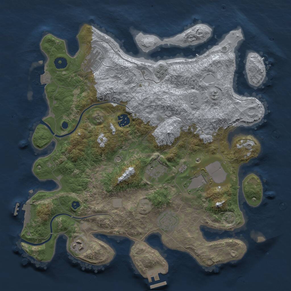 Rust Map: Procedural Map, Size: 3500, Seed: 1352224638, 13 Monuments