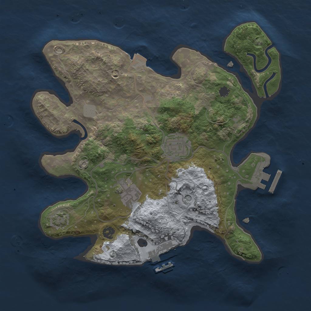 Rust Map: Procedural Map, Size: 2600, Seed: 636543491, 9 Monuments