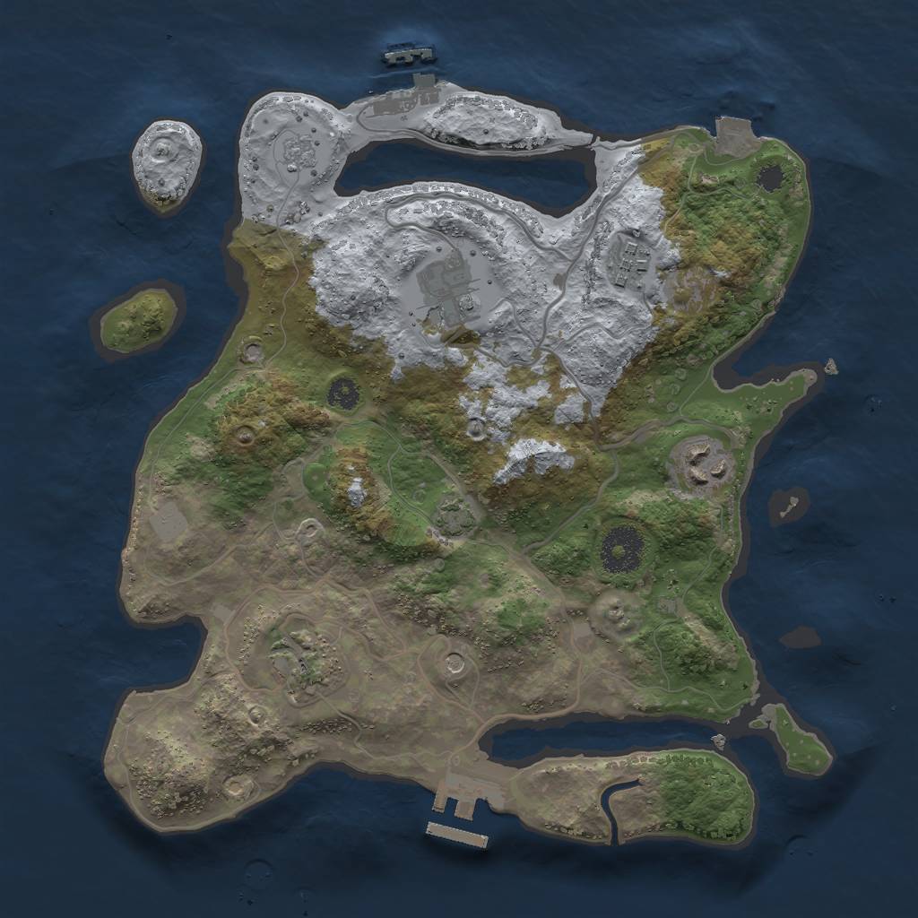Rust Map: Procedural Map, Size: 3000, Seed: 48241603, 12 Monuments