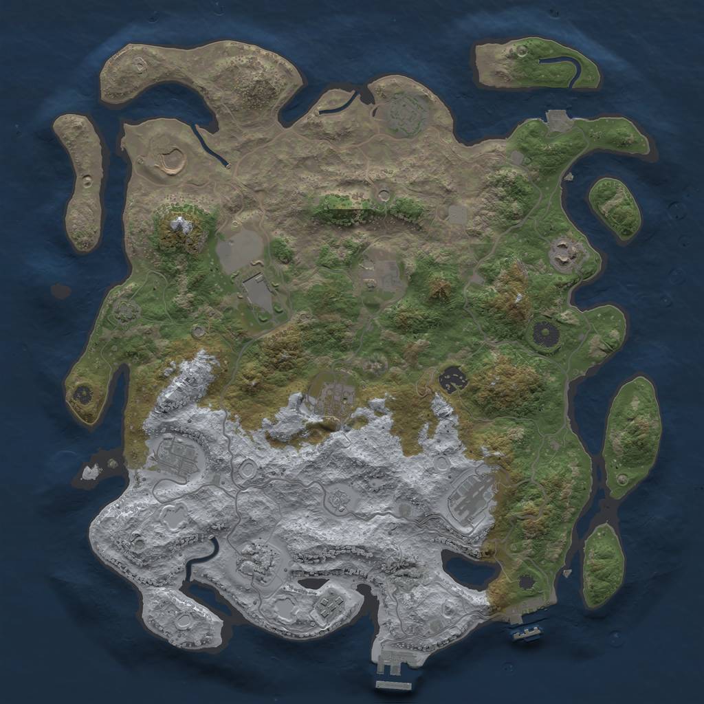 Rust Map: Procedural Map, Size: 4000, Seed: 1351901490, 19 Monuments