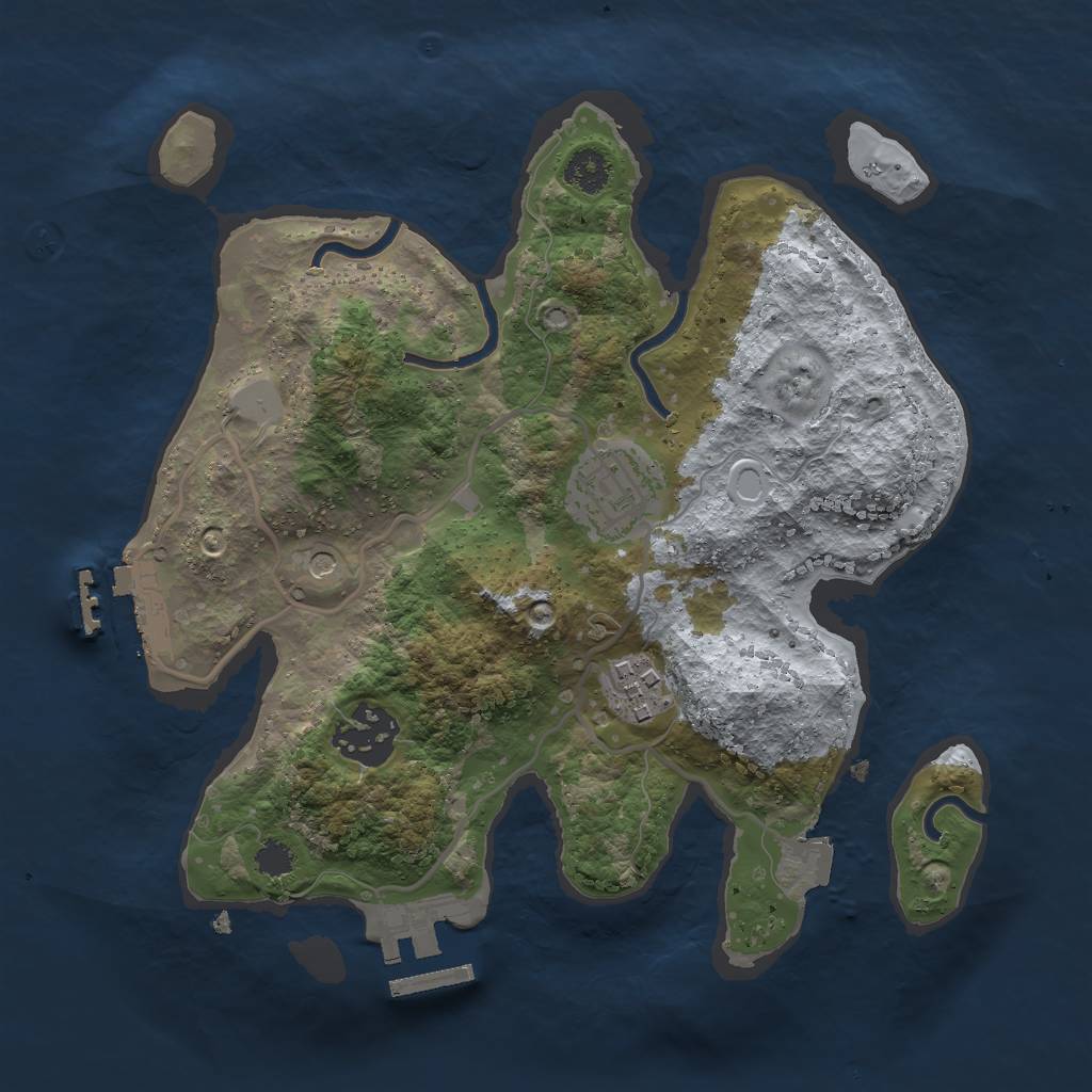 Rust Map: Procedural Map, Size: 2600, Seed: 459044772, 9 Monuments