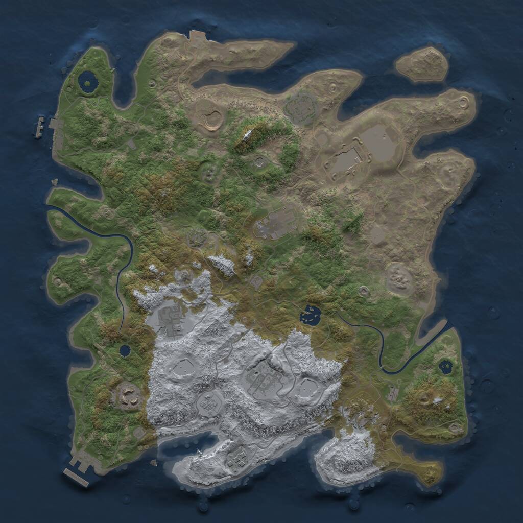 Rust Map: Procedural Map, Size: 3800, Seed: 11454, 16 Monuments