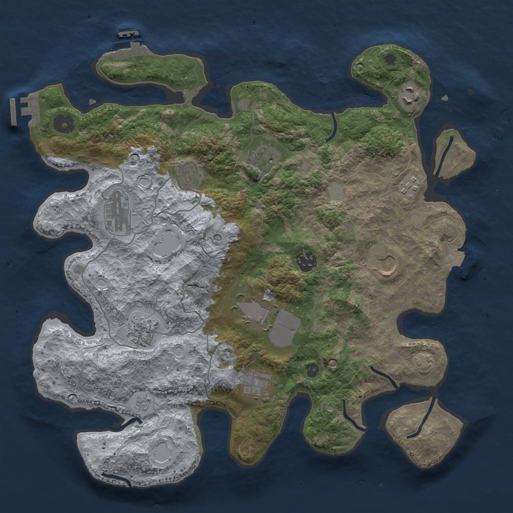 Rust Map: Procedural Map, Size: 3800, Seed: 295330221, 18 Monuments