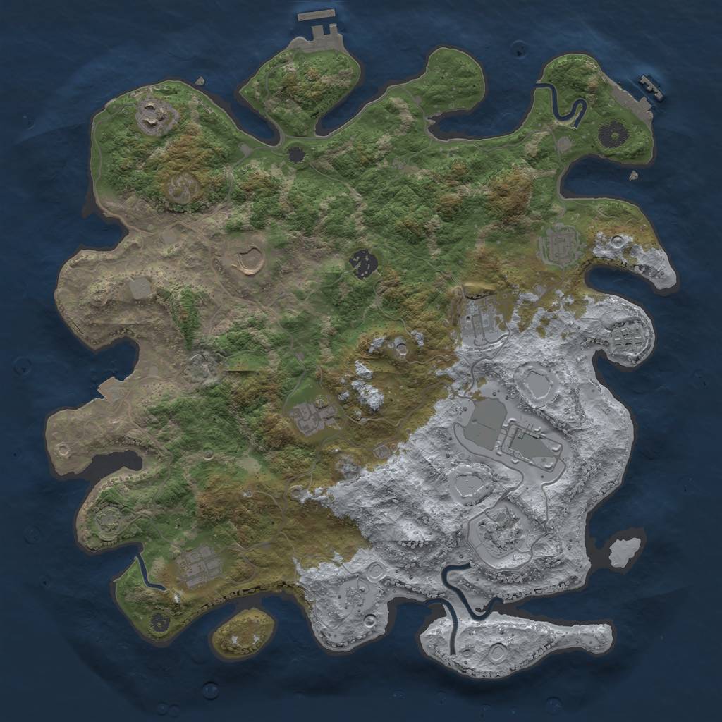 Rust Map: Procedural Map, Size: 3900, Seed: 42069727, 18 Monuments