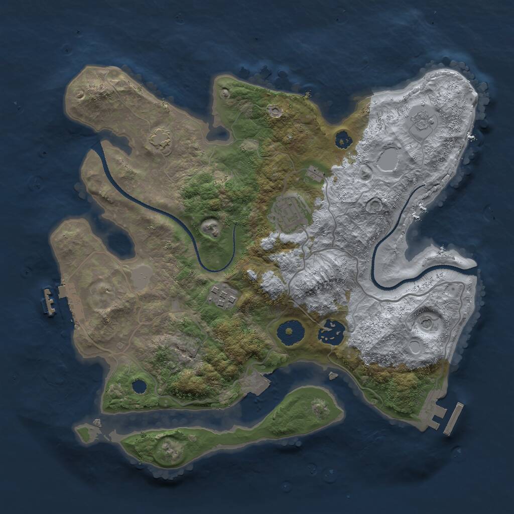 Rust Map: Procedural Map, Size: 3000, Seed: 776654906, 9 Monuments