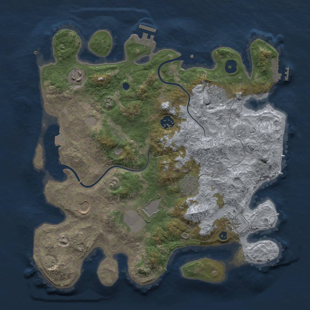 Rust Map: Procedural Map, Size: 3600, Seed: 2062971006, 14 Monuments