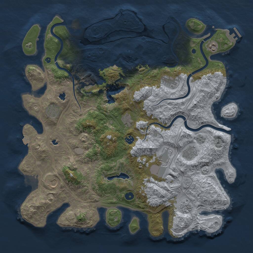 Rust Map: Procedural Map, Size: 4500, Seed: 370794634, 16 Monuments