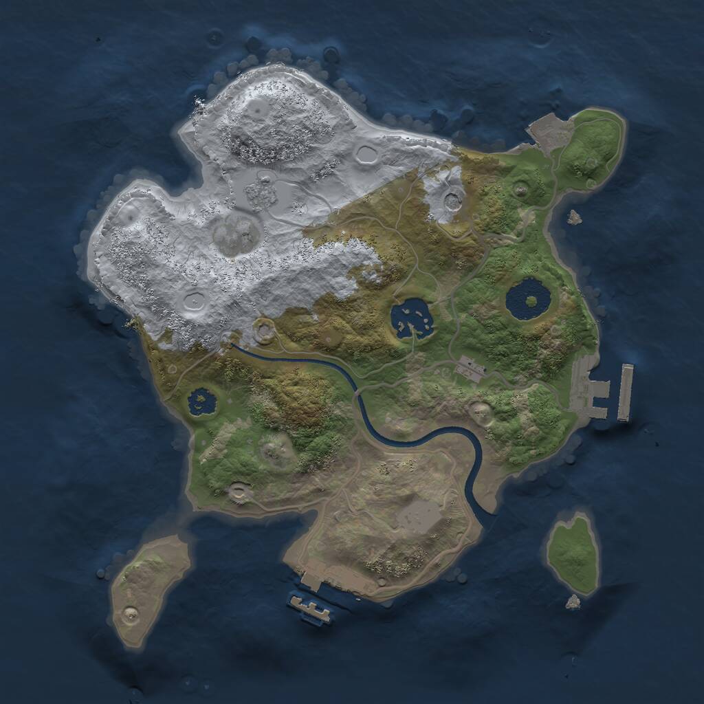 Rust Map: Procedural Map, Size: 2500, Seed: 499971634, 6 Monuments