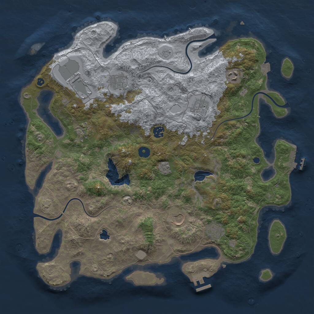 Rust Map: Procedural Map, Size: 4096, Seed: 2654810, 15 Monuments