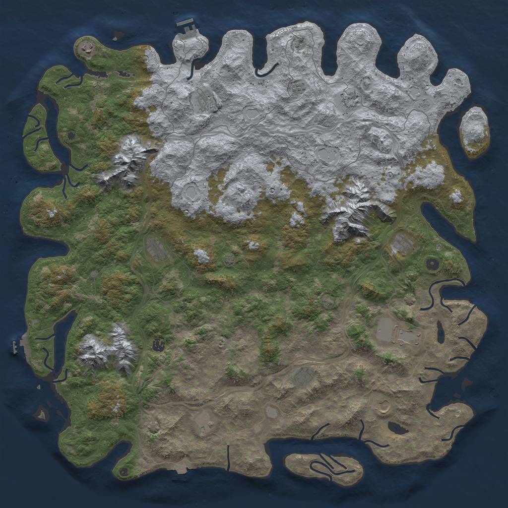 Rust Map: Procedural Map, Size: 6000, Seed: 739124716, 19 Monuments