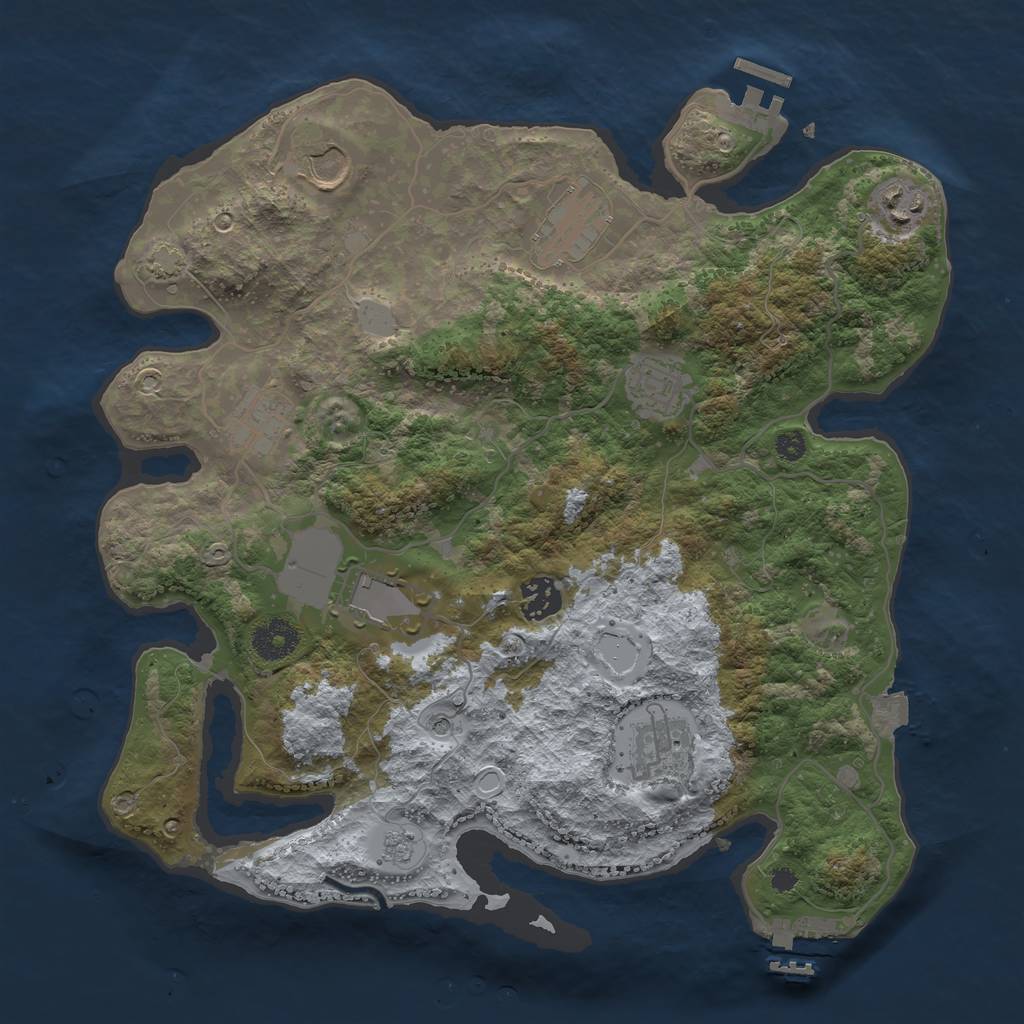 Rust Map: Procedural Map, Size: 3500, Seed: 1965317148, 16 Monuments