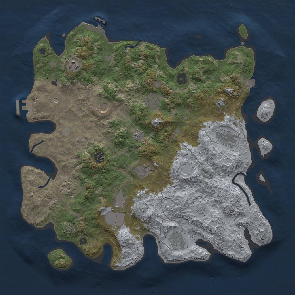 Rust Map: Procedural Map, Size: 4000, Seed: 202400825, 18 Monuments