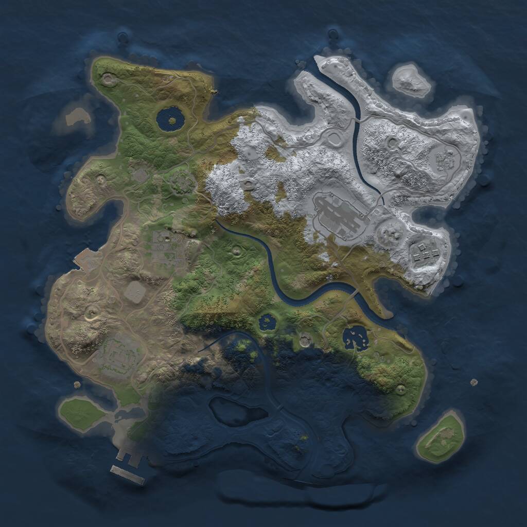 Rust Map: Procedural Map, Size: 3000, Seed: 7001, 10 Monuments