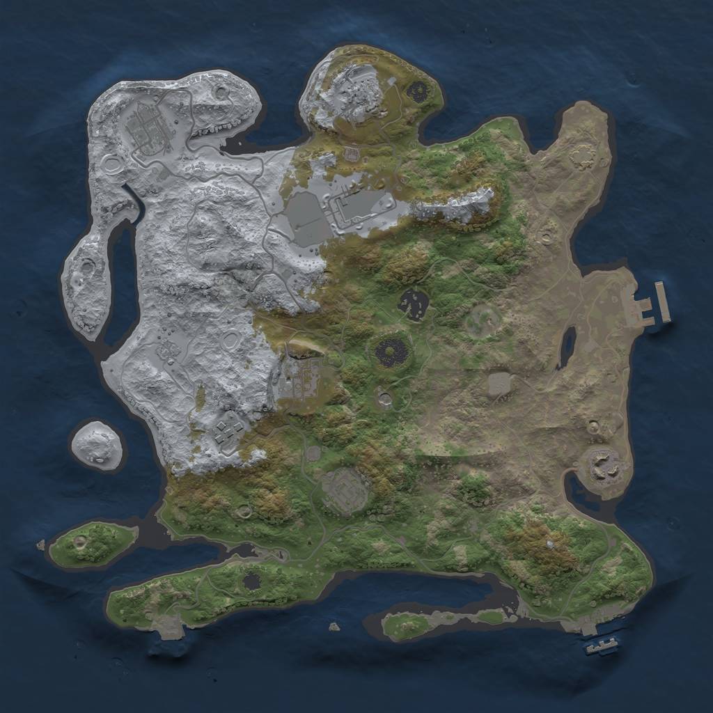 Rust Map: Procedural Map, Size: 3500, Seed: 249685312, 16 Monuments