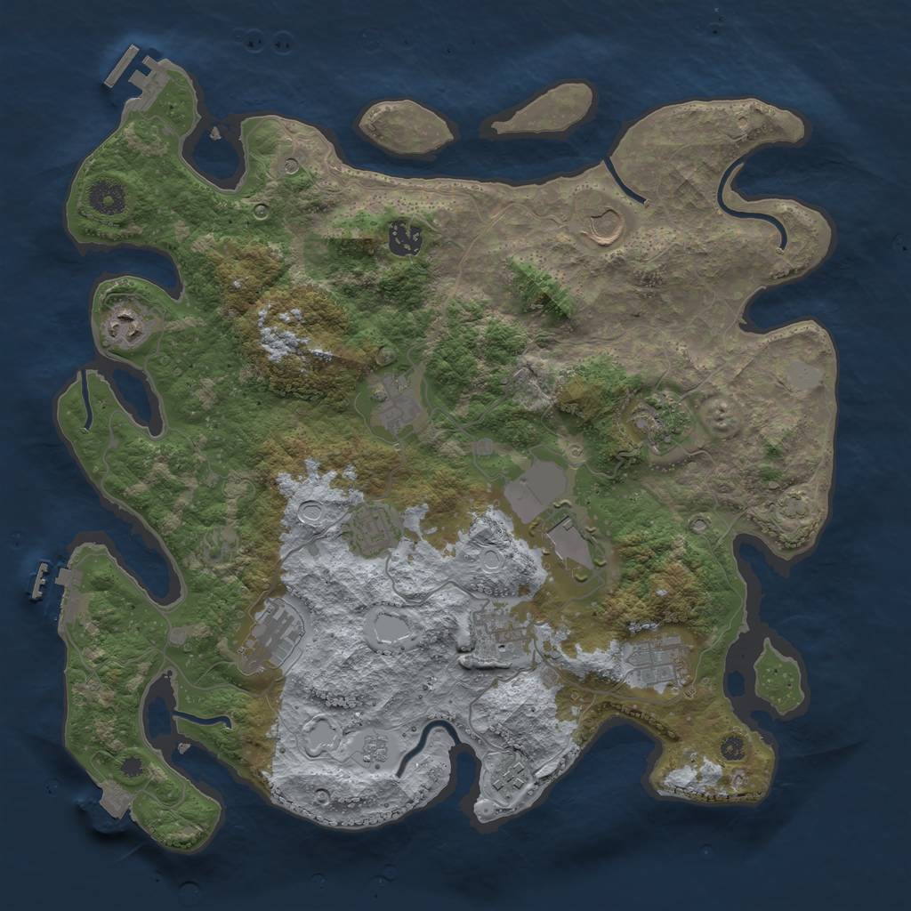 Rust Map: Procedural Map, Size: 3800, Seed: 69021786, 19 Monuments