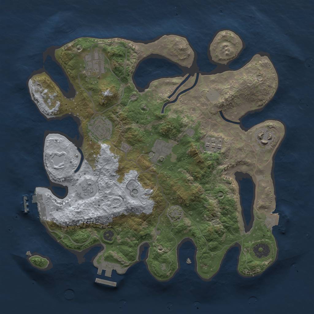 Rust Map: Procedural Map, Size: 3000, Seed: 32042, 13 Monuments