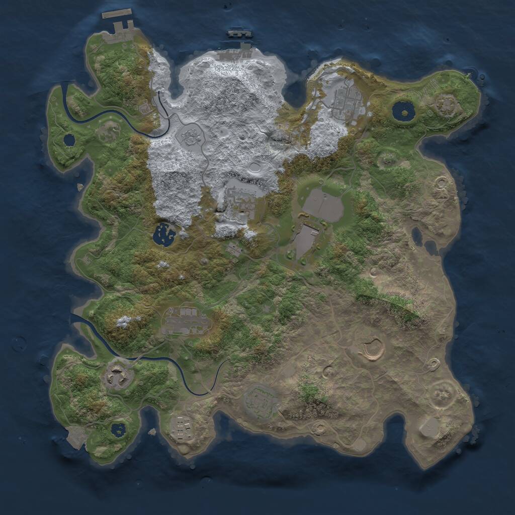 Rust Map: Procedural Map, Size: 3500, Seed: 1650841242, 14 Monuments