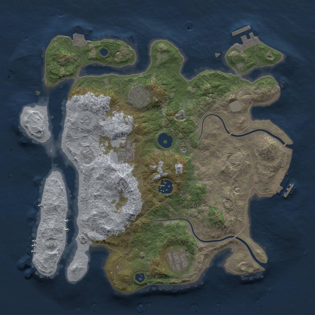 Rust Map: Procedural Map, Size: 3250, Seed: 335153999, 10 Monuments