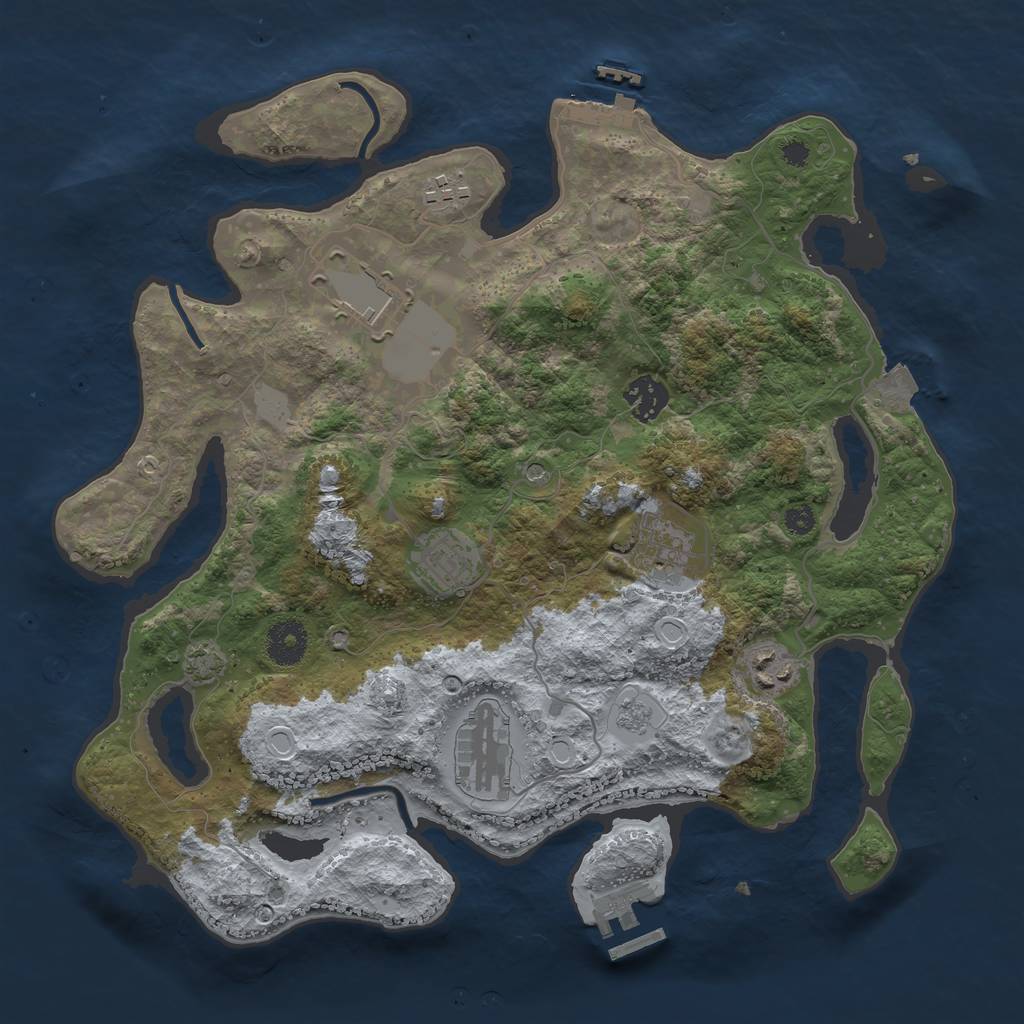 Rust Map: Procedural Map, Size: 3500, Seed: 7845909, 15 Monuments