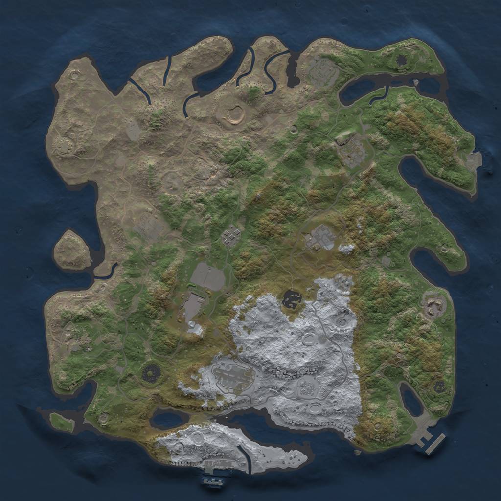 Rust Map: Procedural Map, Size: 4000, Seed: 812716743, 19 Monuments