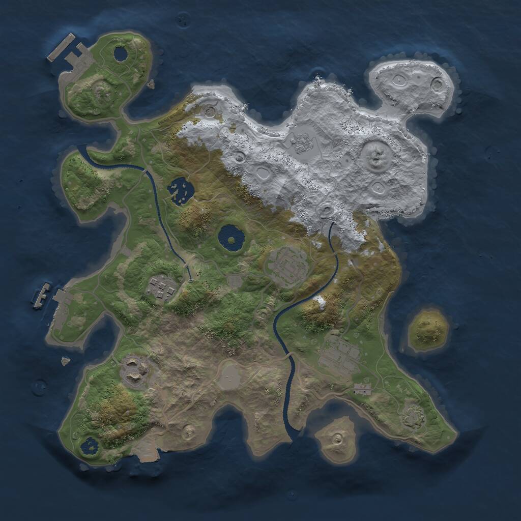 Rust Map: Procedural Map, Size: 3000, Seed: 2465505, 11 Monuments