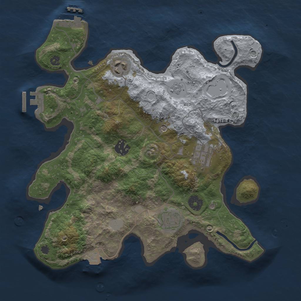 Rust Map: Procedural Map, Size: 3000, Seed: 2465505, 11 Monuments