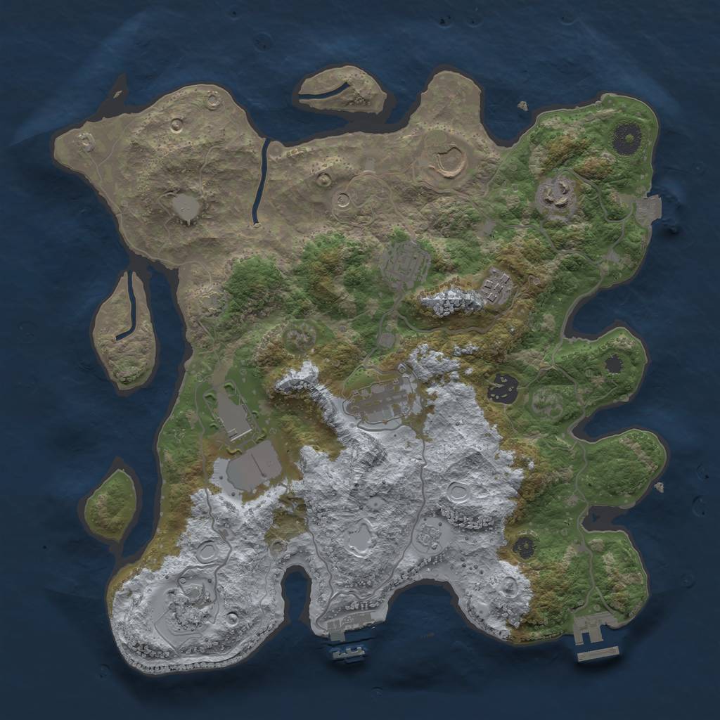 Rust Map: Procedural Map, Size: 3500, Seed: 1673920148, 16 Monuments