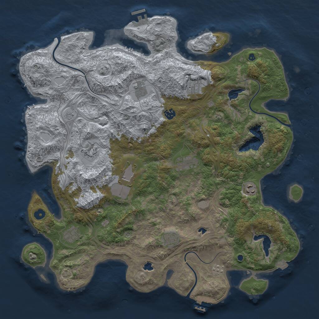 Rust Map: Procedural Map, Size: 4500, Seed: 538529697, 16 Monuments