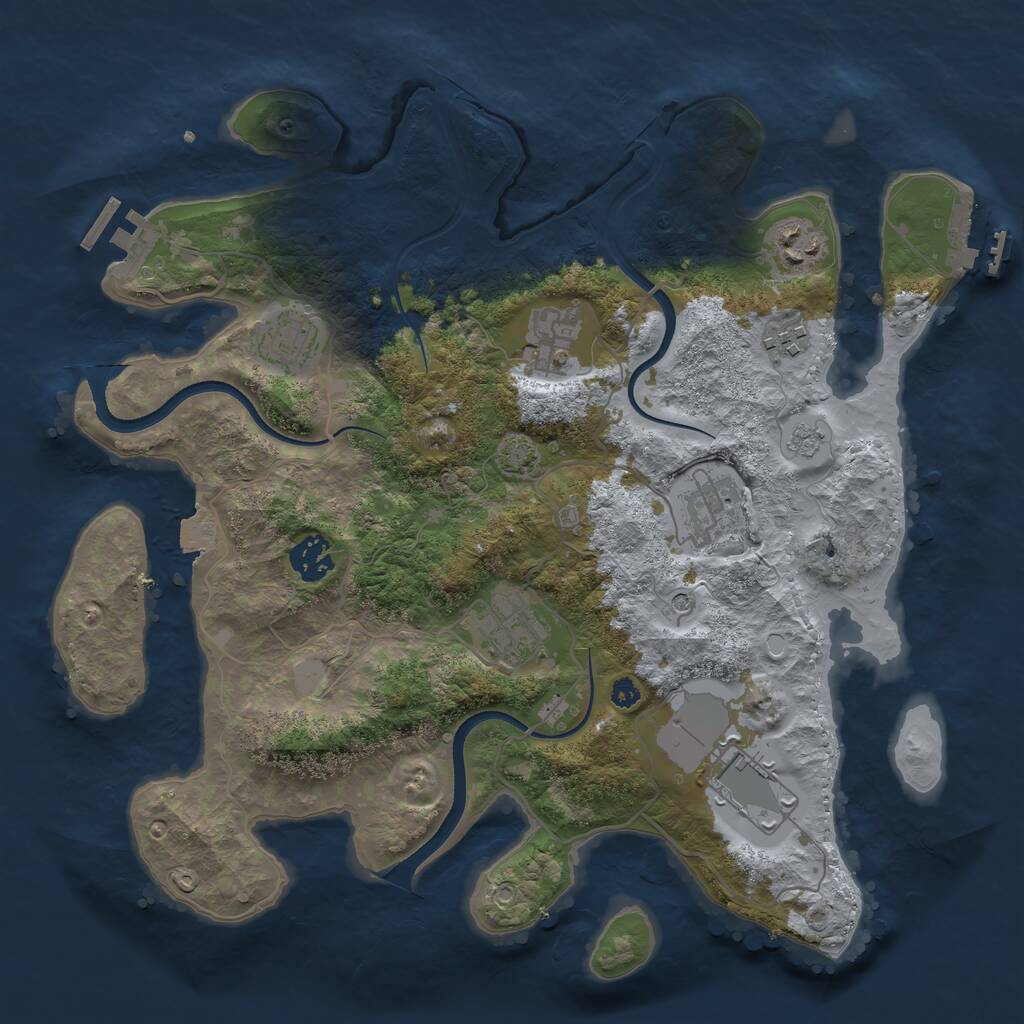 Rust Map: Procedural Map, Size: 3500, Seed: 9289122, 14 Monuments