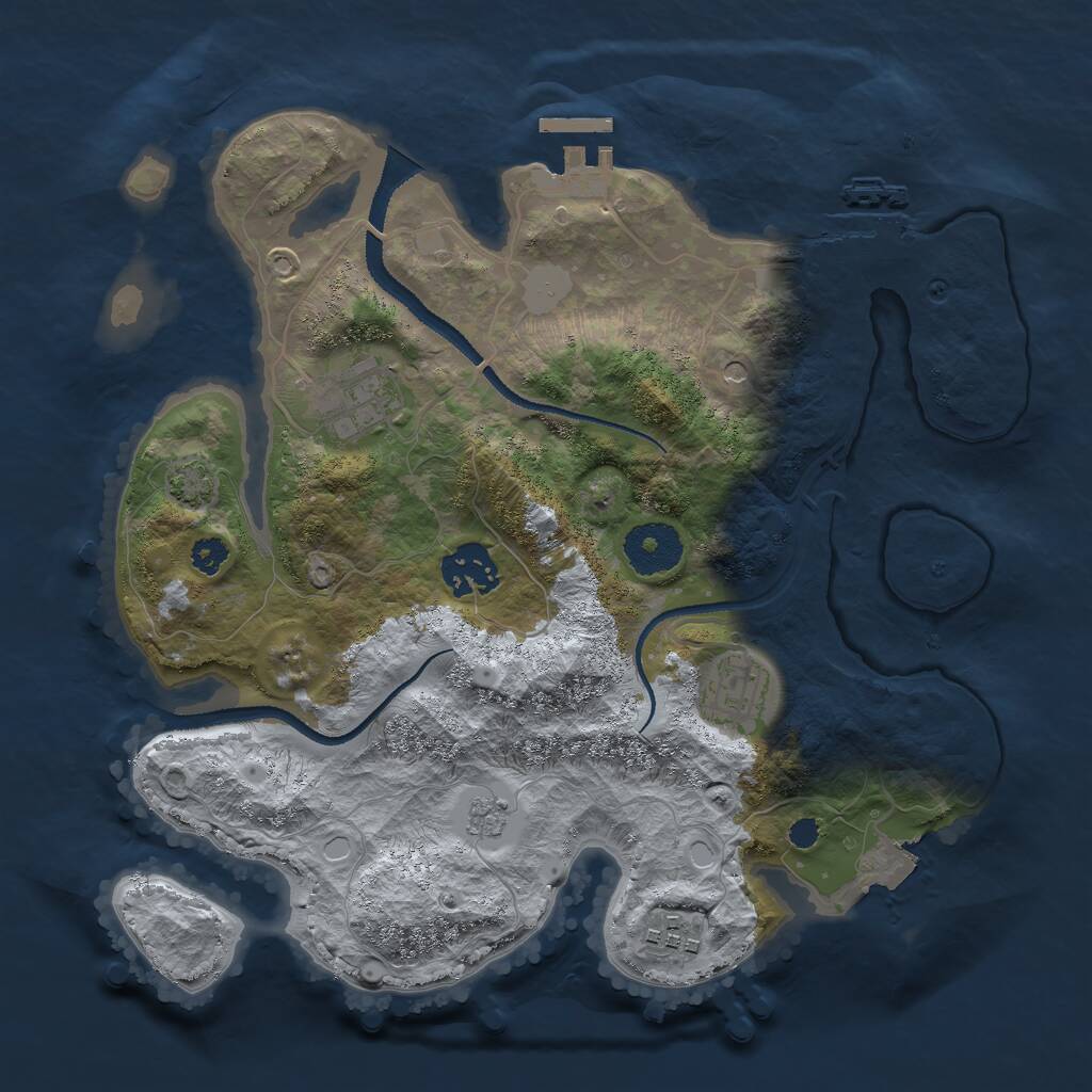 Rust Map: Procedural Map, Size: 3000, Seed: 689498499, 10 Monuments