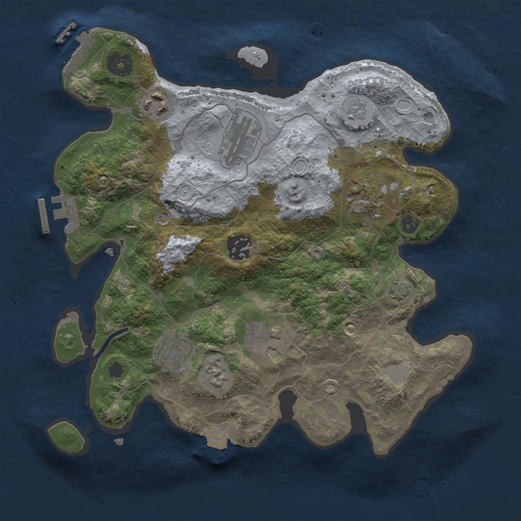Rust Map: Procedural Map, Size: 3000, Seed: 9053764, 14 Monuments