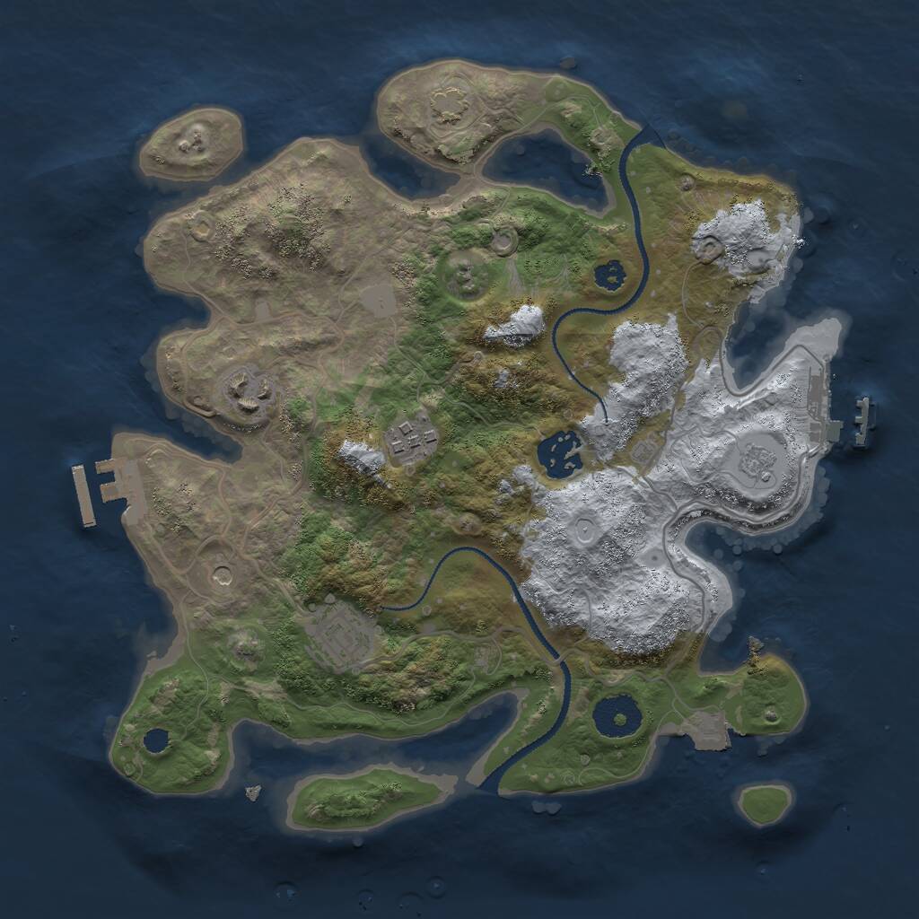 Rust Map: Procedural Map, Size: 3000, Seed: 77188, 10 Monuments
