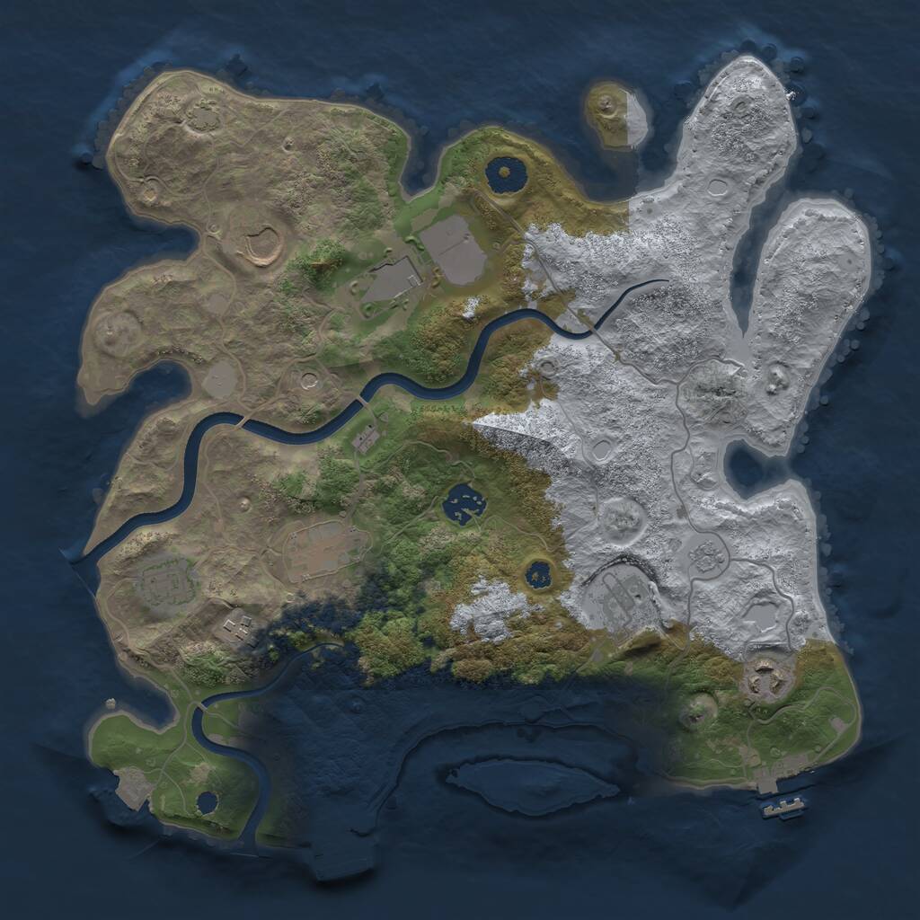 Rust Map: Procedural Map, Size: 3500, Seed: 34111, 14 Monuments