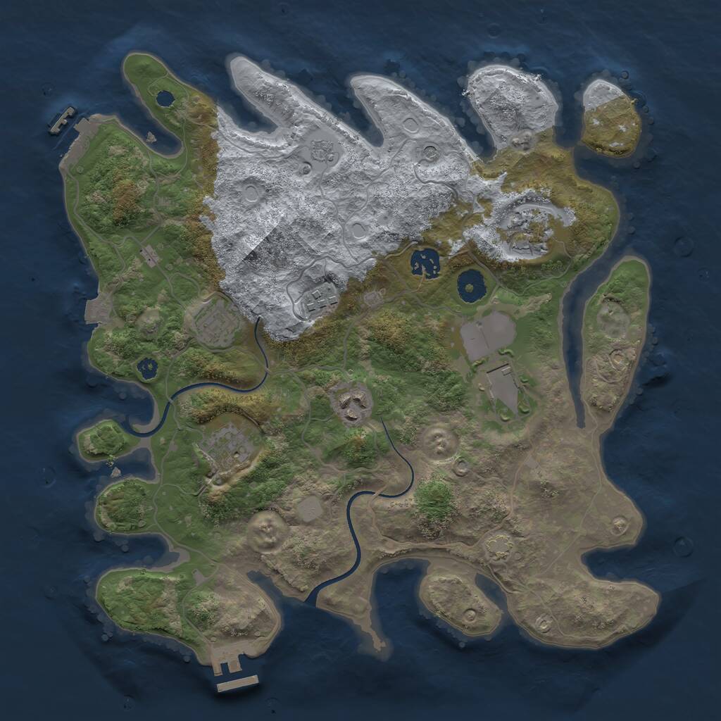 Rust Map: Procedural Map, Size: 3500, Seed: 1826820066, 13 Monuments