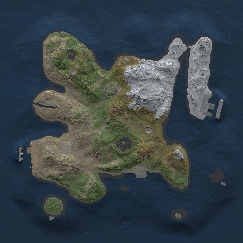 Rust Map: Procedural Map, Size: 2500, Seed: 344334, 7 Monuments