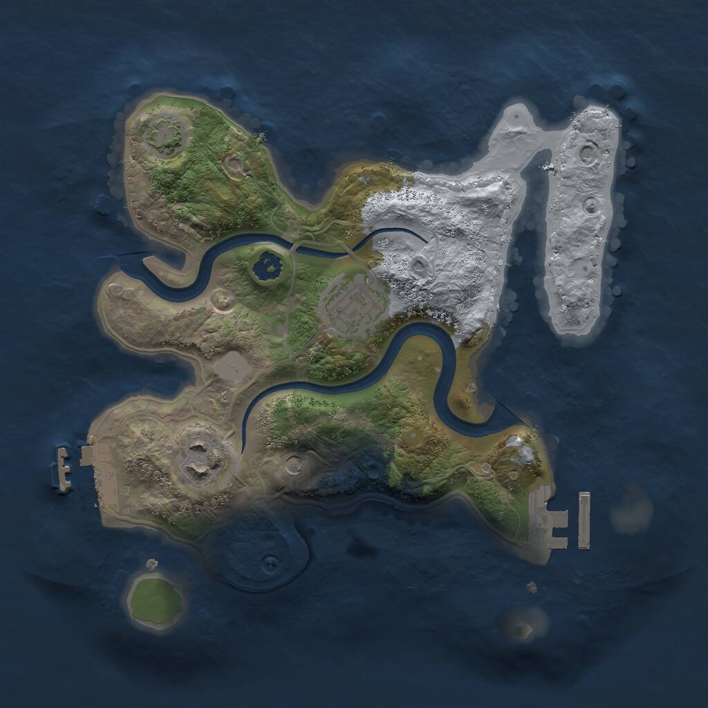 Rust Map: Procedural Map, Size: 2500, Seed: 344334, 7 Monuments