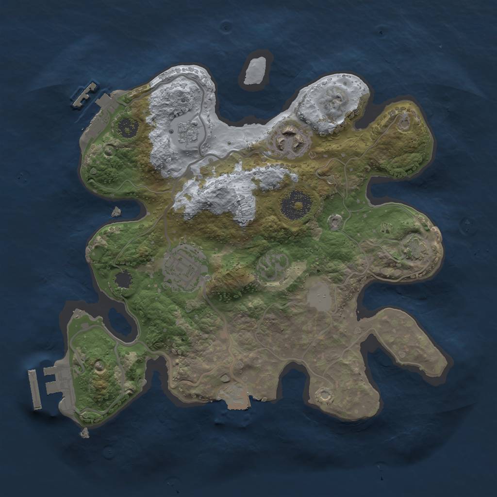 Rust Map: Procedural Map, Size: 2500, Seed: 538080503, 9 Monuments