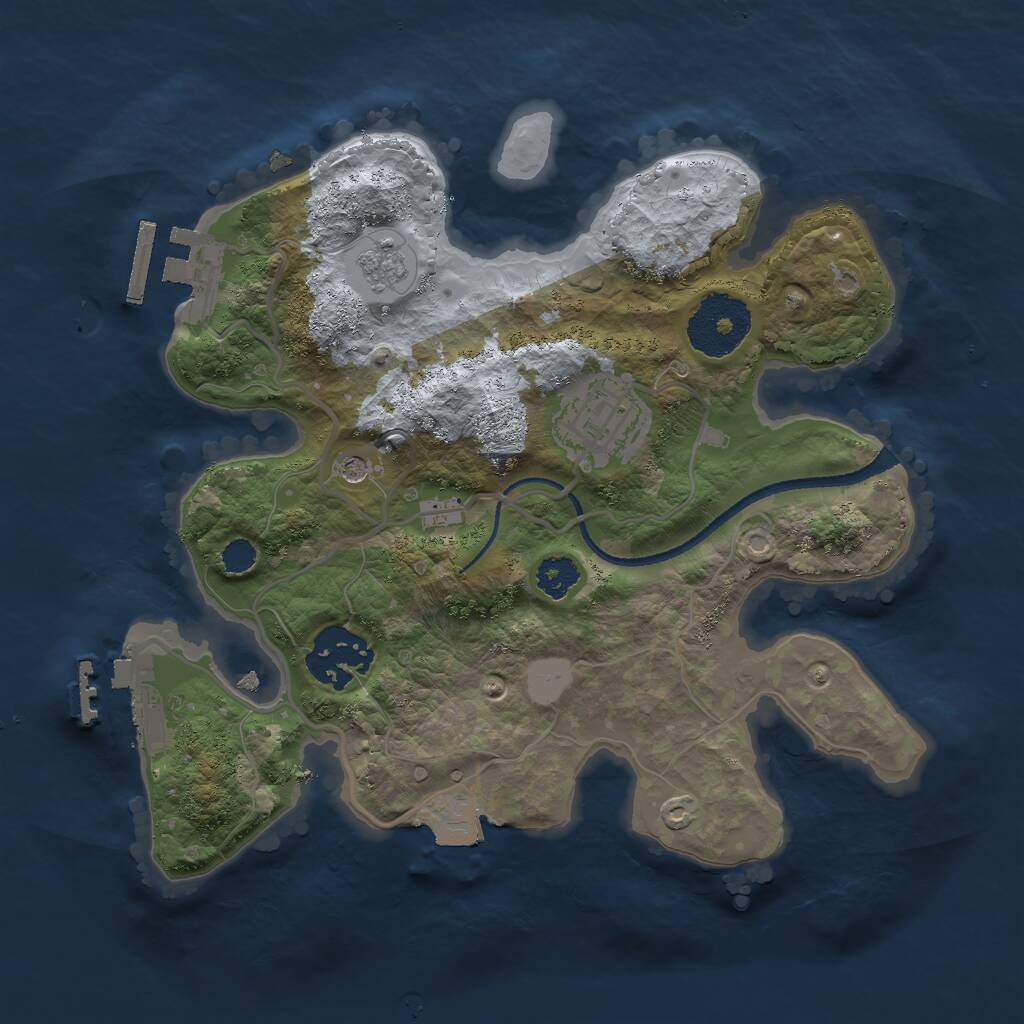 Rust Map: Procedural Map, Size: 2500, Seed: 538080503, 7 Monuments