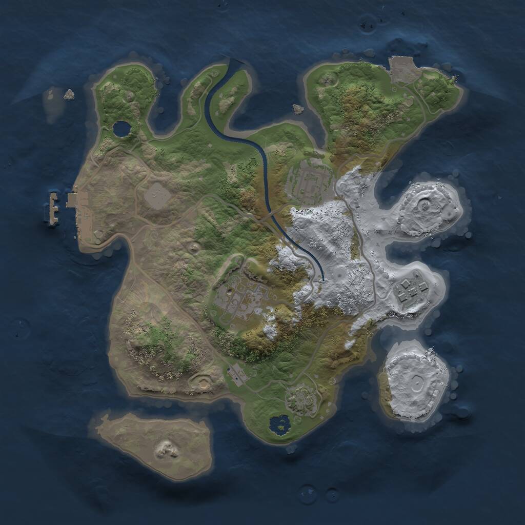 Rust Map: Procedural Map, Size: 2500, Seed: 223935848, 6 Monuments