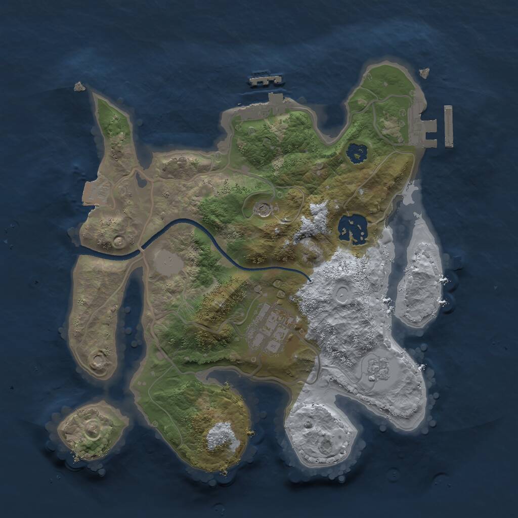 Rust Map: Procedural Map, Size: 2500, Seed: 299573417, 7 Monuments