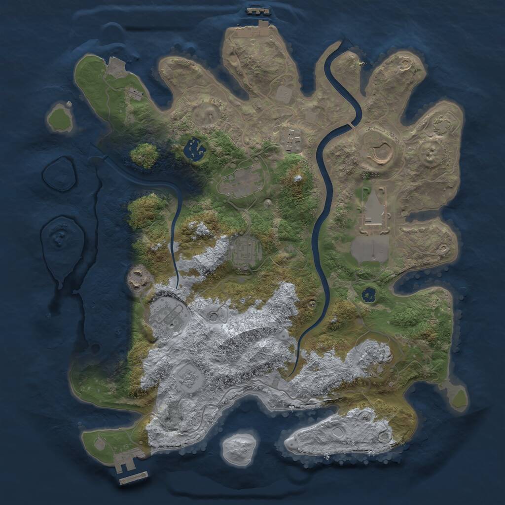 Rust Map: Procedural Map, Size: 3500, Seed: 625352083, 15 Monuments