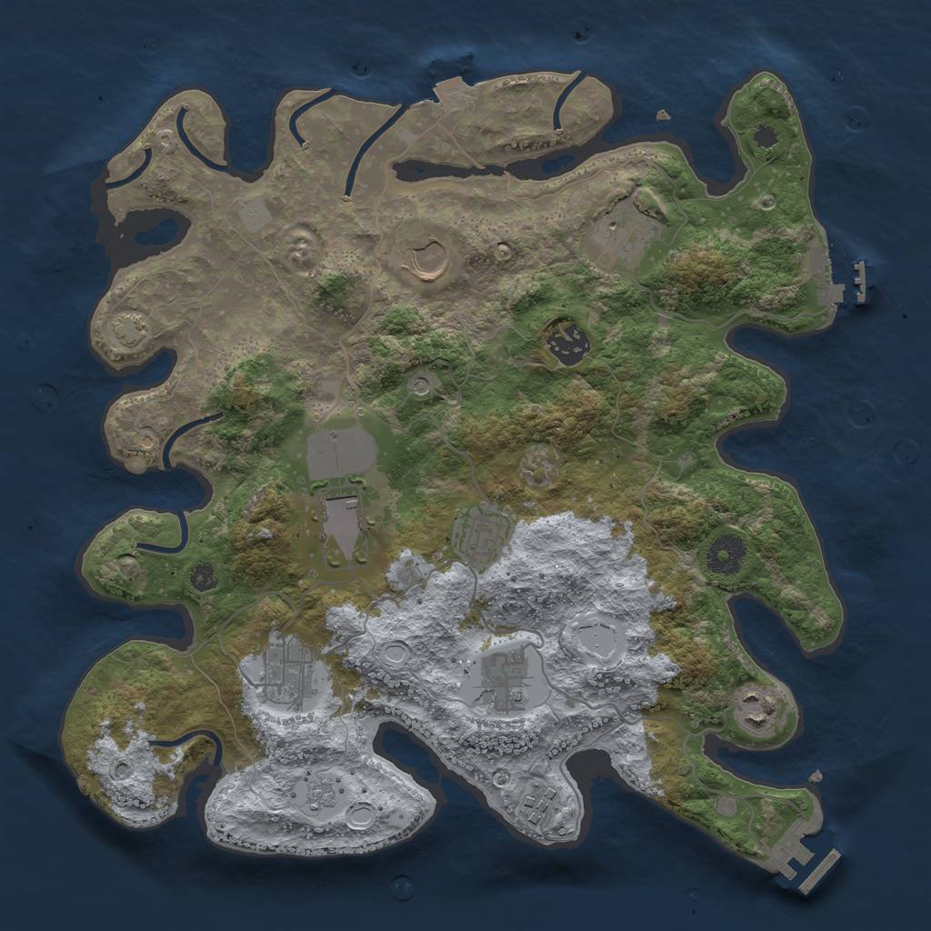 Rust Map: Procedural Map, Size: 3500, Seed: 432627, 17 Monuments