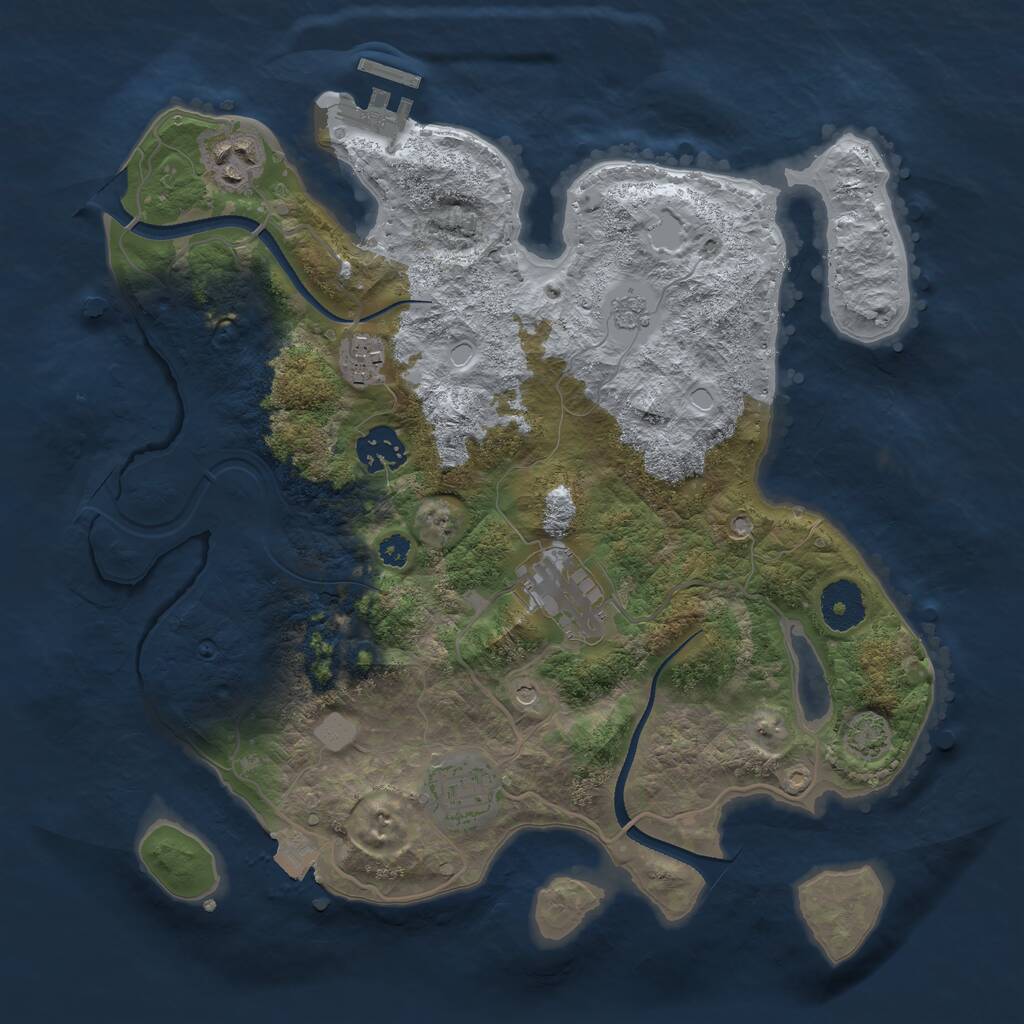 Rust Map: Procedural Map, Size: 3250, Seed: 1759098396, 10 Monuments