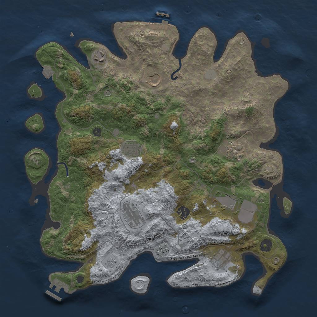 Rust Map: Procedural Map, Size: 3750, Seed: 625352083, 17 Monuments