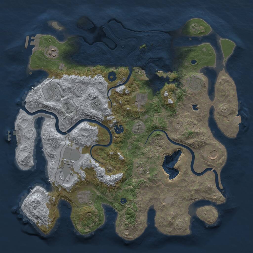 Rust Map: Procedural Map, Size: 4000, Seed: 547684, 16 Monuments