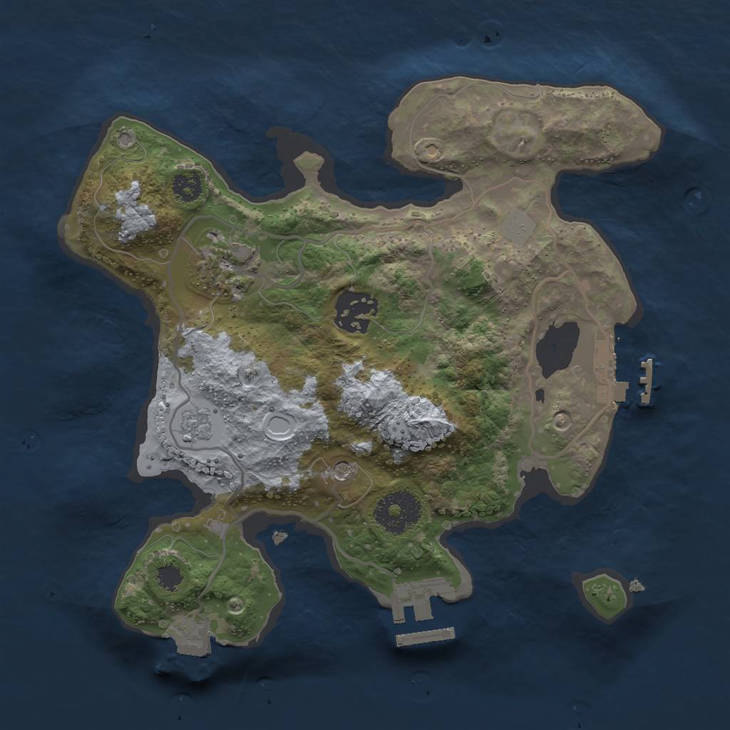 Rust Map: Procedural Map, Size: 2500, Seed: 416084358, 9 Monuments
