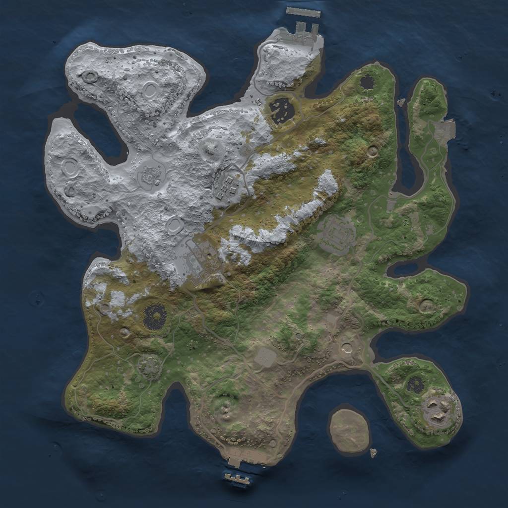 Rust Map: Procedural Map, Size: 3000, Seed: 958429872, 13 Monuments