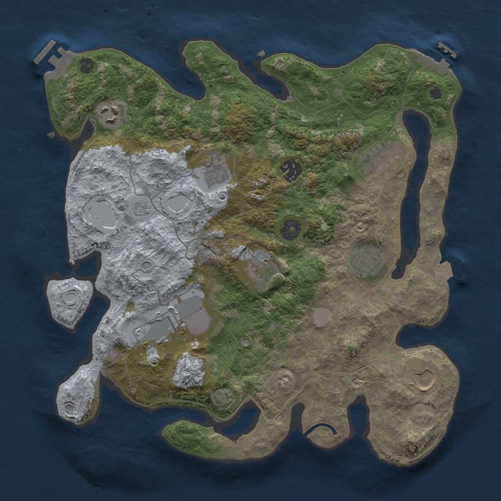 Rust Map: Procedural Map, Size: 3500, Seed: 360414347, 16 Monuments