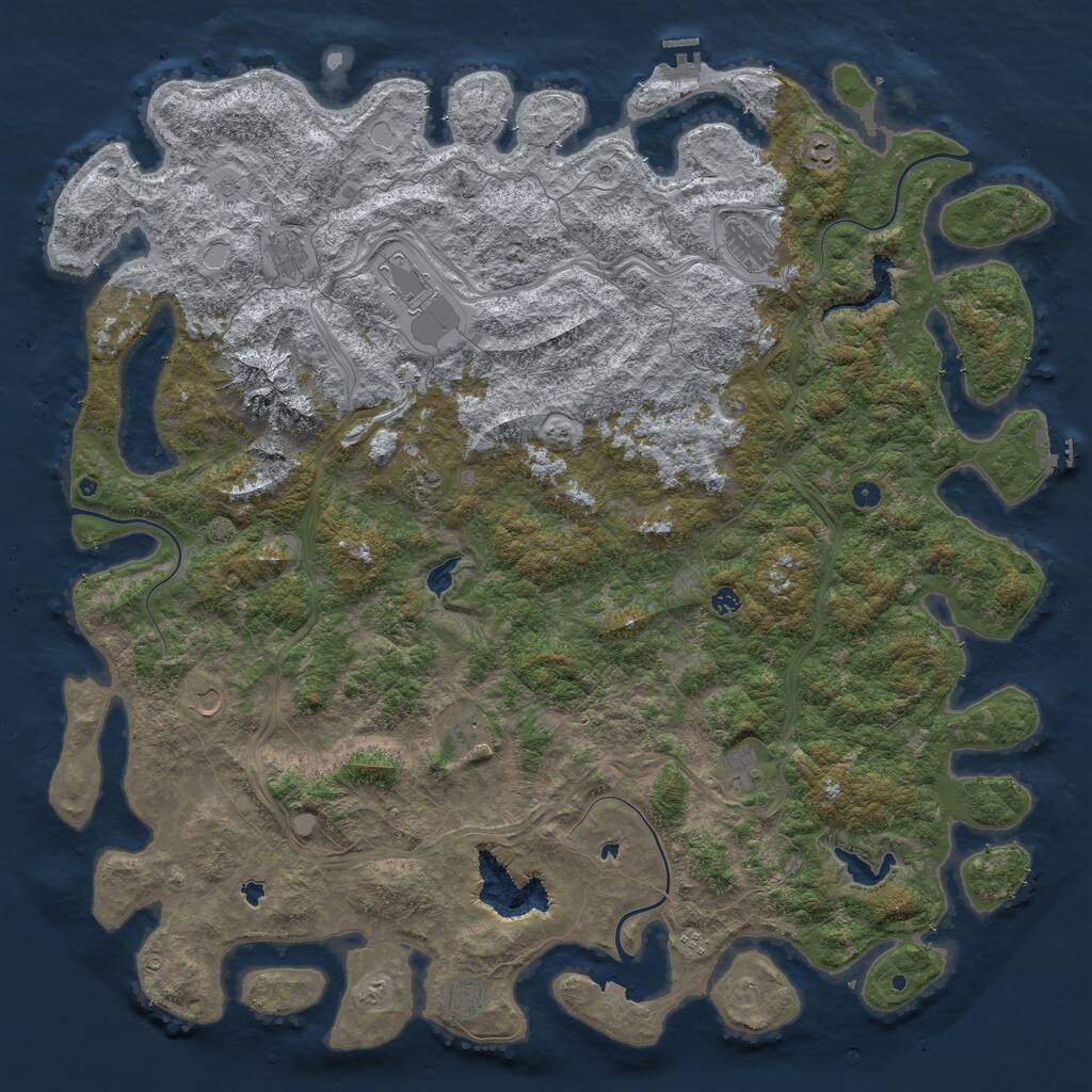 Rust Map: Procedural Map, Size: 6000, Seed: 709782225, 17 Monuments